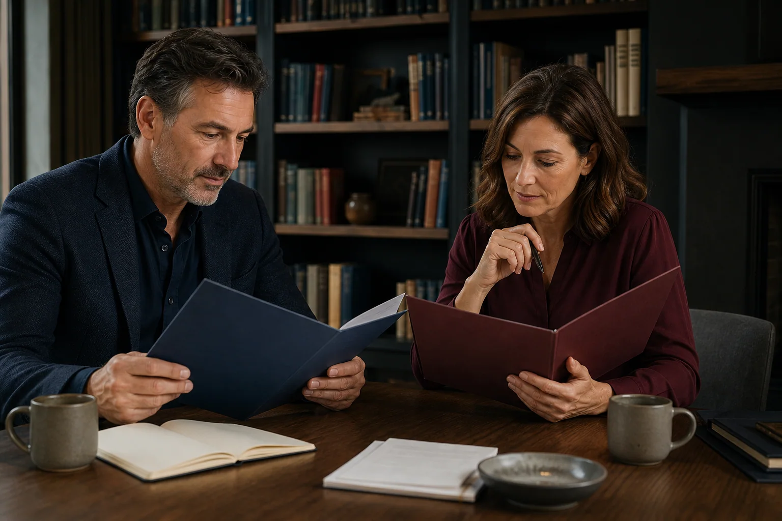 Two mature adults considering an online dating decision together